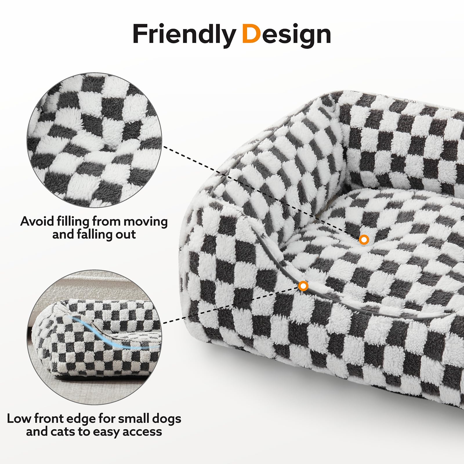 JOEJOY Orthopedic Dog Bed – Rectangle Sofa for Small to Large Dogs, 30x24x9 in (Grey)