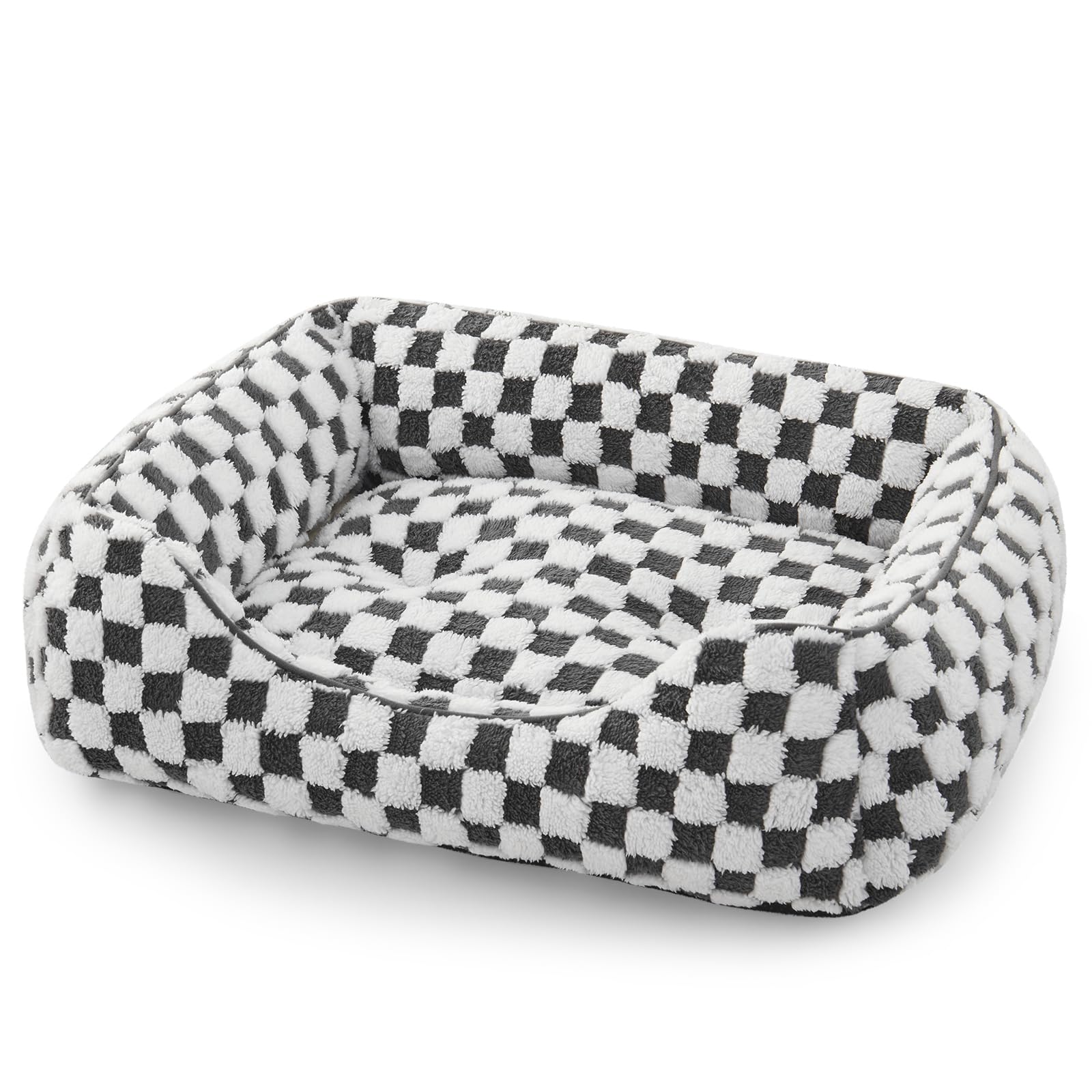 JOEJOY Rectangle Orthopedic Dog Bed for Small & Medium Dogs - 25x21x8 in, Plush Jacquard Grey