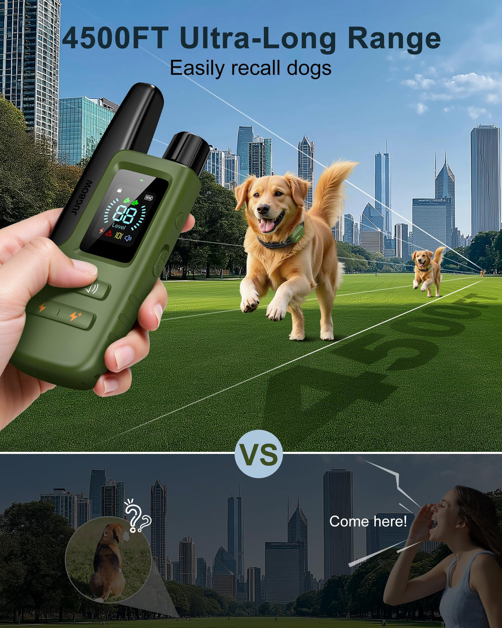 Jugbow Dog Shock Collar with Remote – 4500FT Range, IPX8 Waterproof, 4 Training Modes