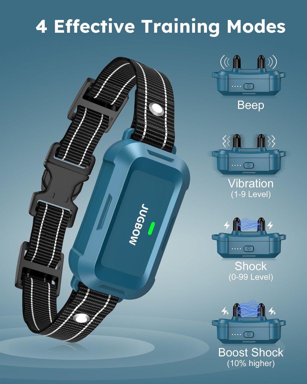 Jugbow Dog Shock Collar – 4200ft Range, 4 Modes, IPX8 Waterproof, 2-Channel Remote