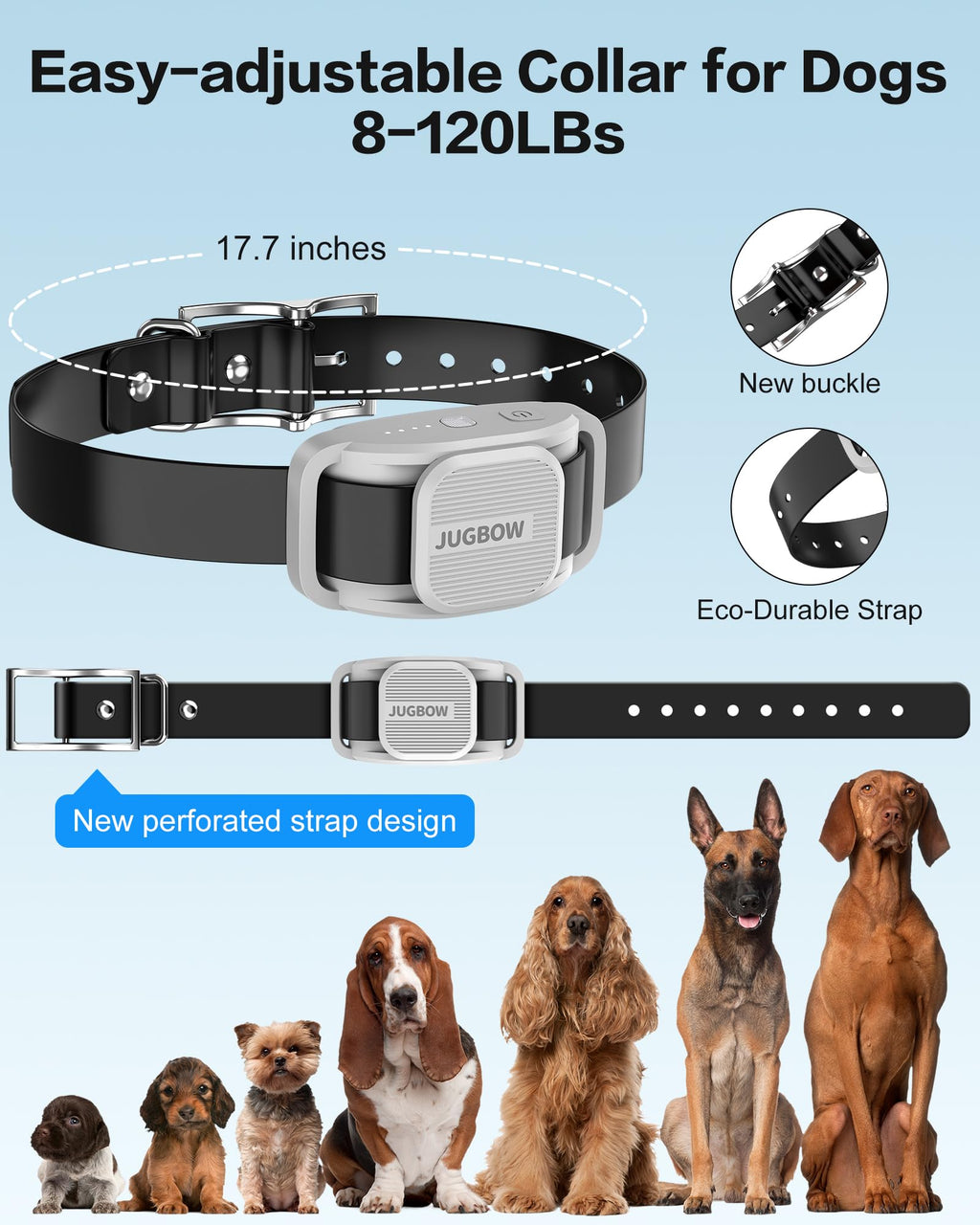 Jugbow Dog Training Collar - 4200ft Range, 3 Training Modes, LED Light, IPX8 Waterproof