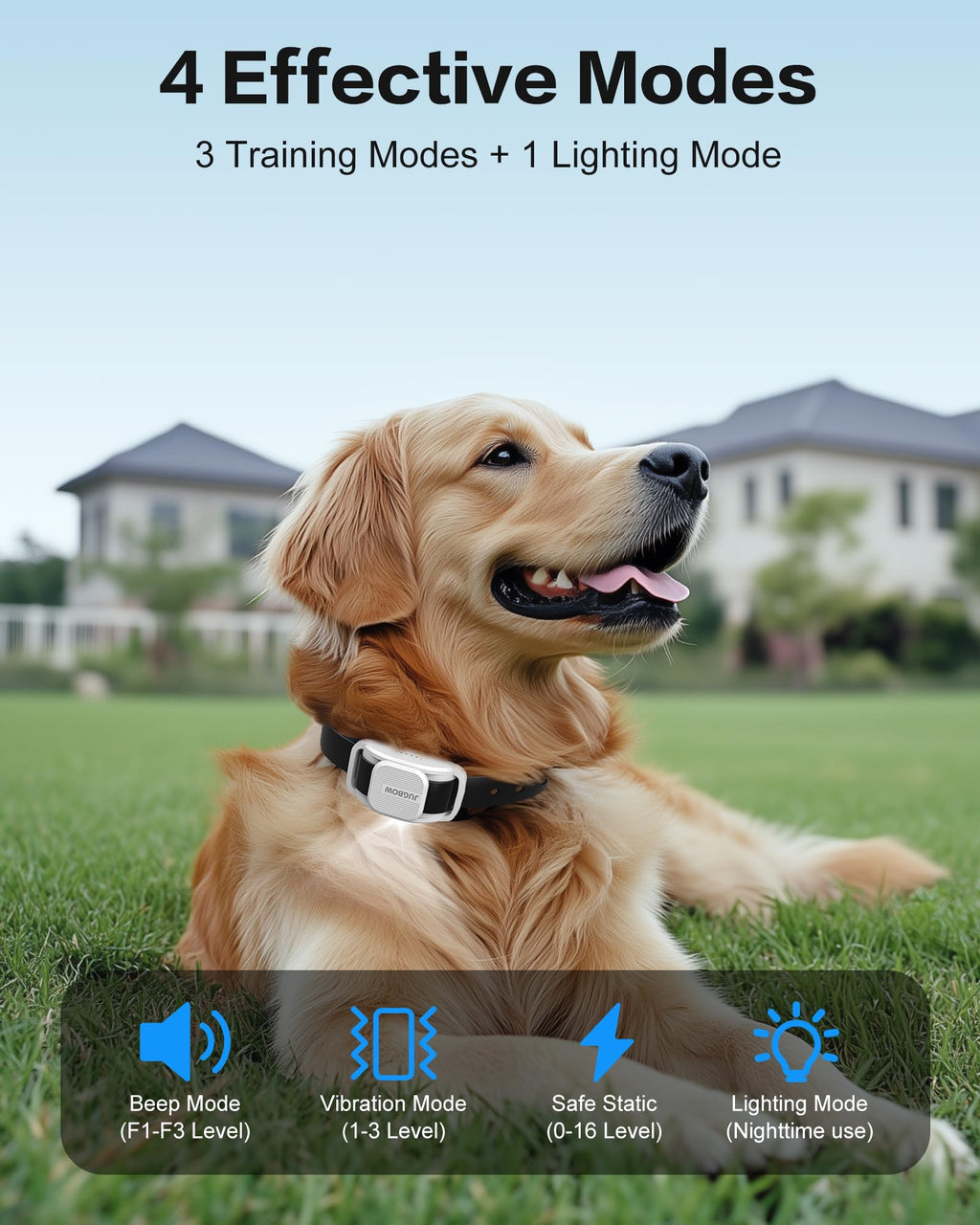Jugbow Dog Training Collar - 4200ft Range, 3 Training Modes, LED Light, IPX8 Waterproof
