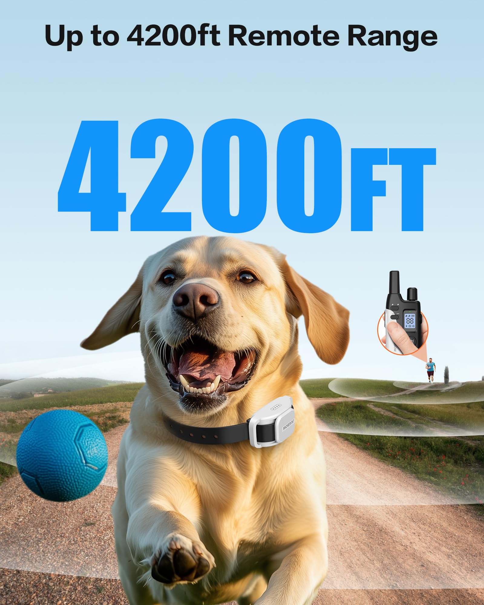 Jugbow Dog Training Collar - 4200ft Range, 3 Training Modes, LED Light, IPX8 Waterproof