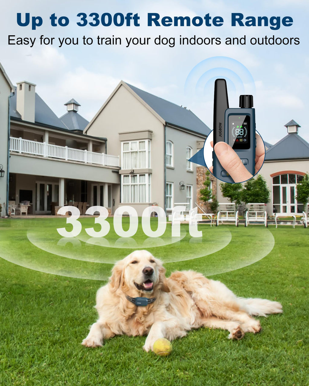 Jugbow Dog Shock Collar with Remote – 4200ft Range, IPX8 Waterproof, 4 Training Modes, 2-Dog Support