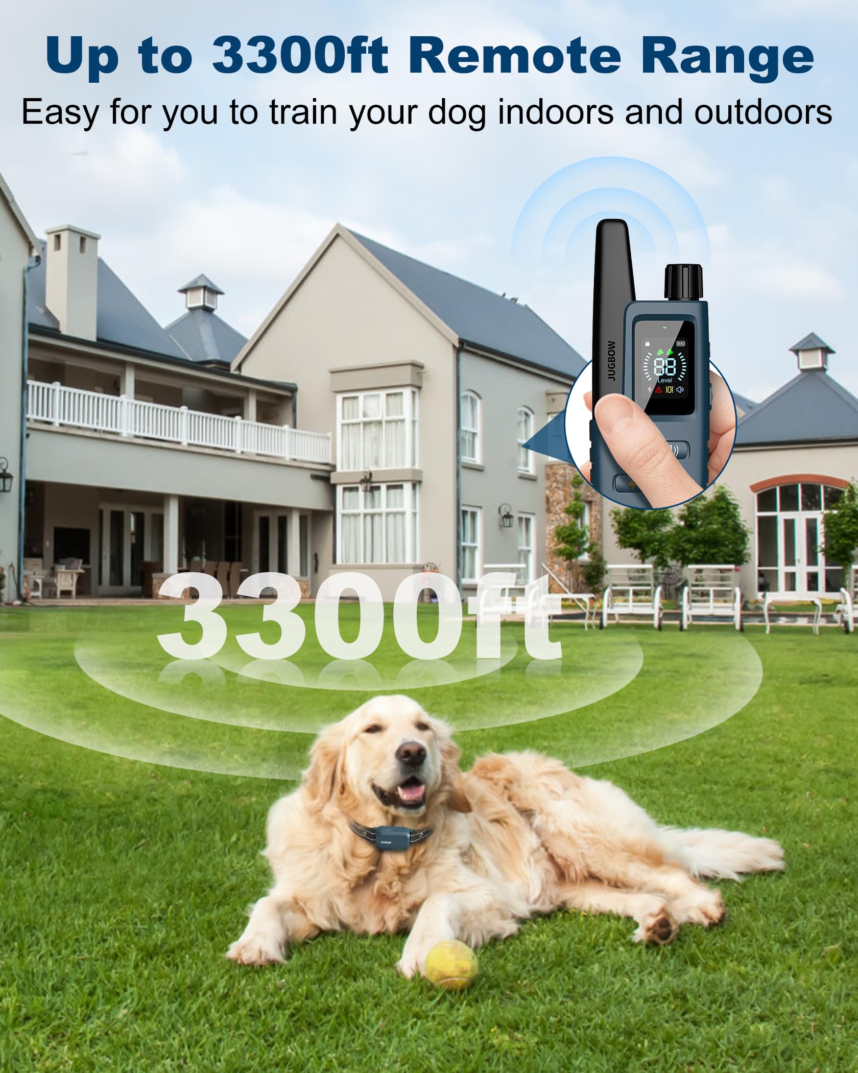 Jugbow Dog Shock Collar with Remote – 4200ft Range, IPX8 Waterproof, 4 Training Modes, 2-Dog Support