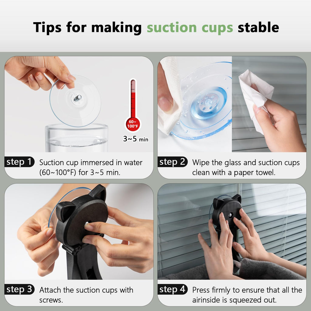 JUNSPOW 2 Pack Cat Window Perch – Foldable Sunken Design, Stable Suction, 40 lb Capacity