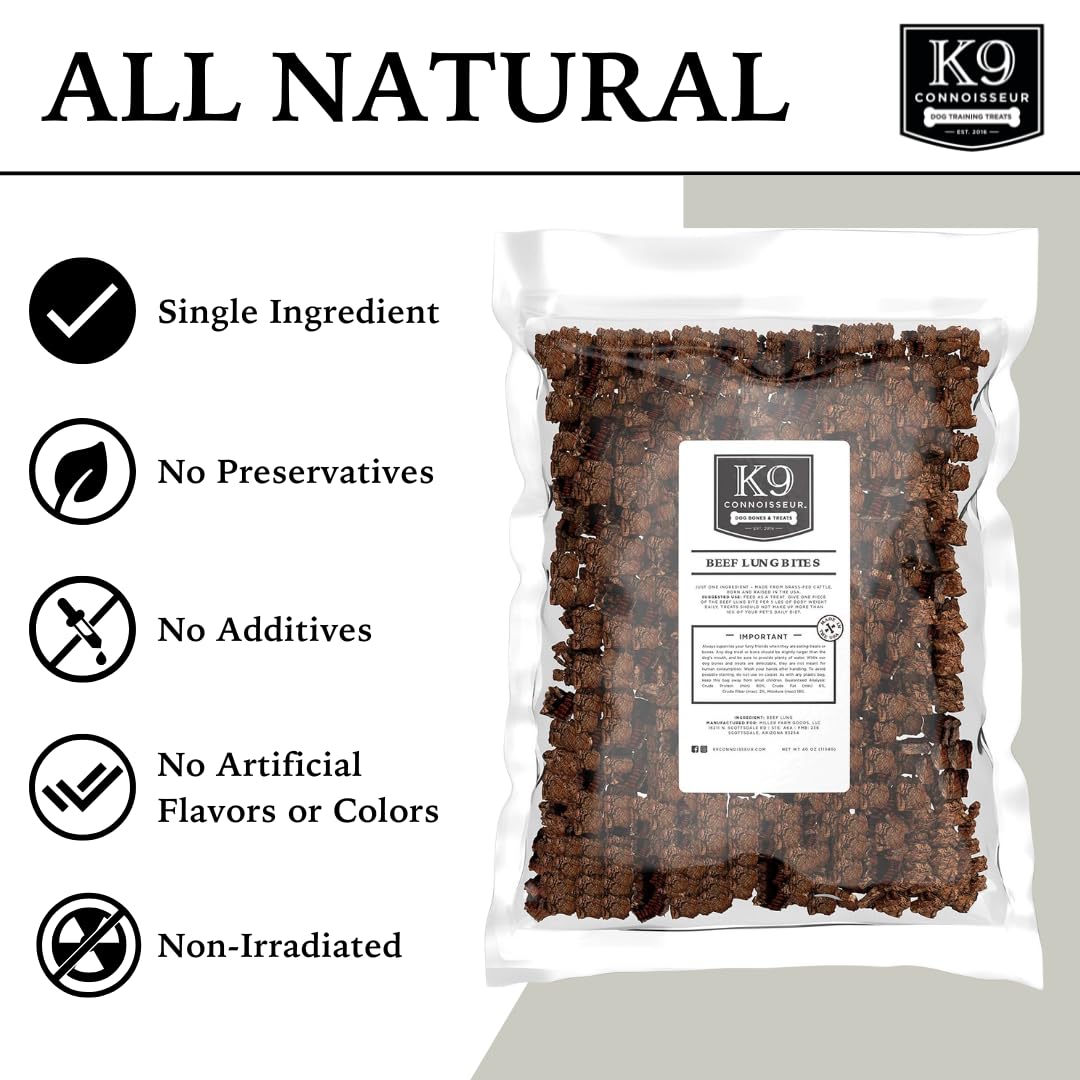 K9 Connoisseur Beef Lung Training Treats – All Natural, USA Made, Grain Free, 2.5 Lbs