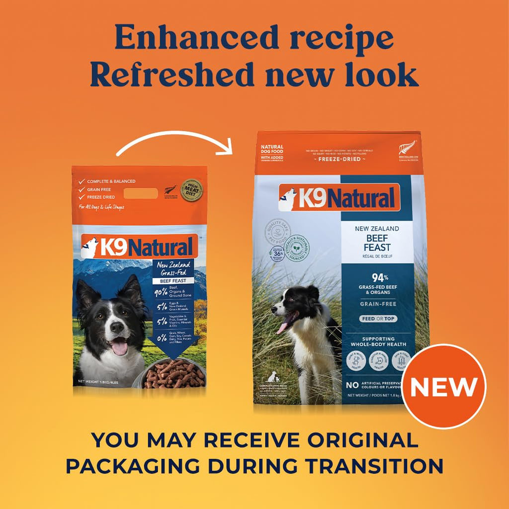 K9 Natural Freeze Dried Beef Dog Food 4lb – Natural, Grain-Free Topper