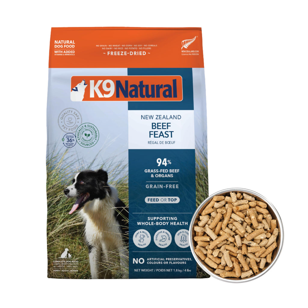 K9 Natural Freeze Dried Beef Dog Food 4lb – Natural, Grain-Free Topper