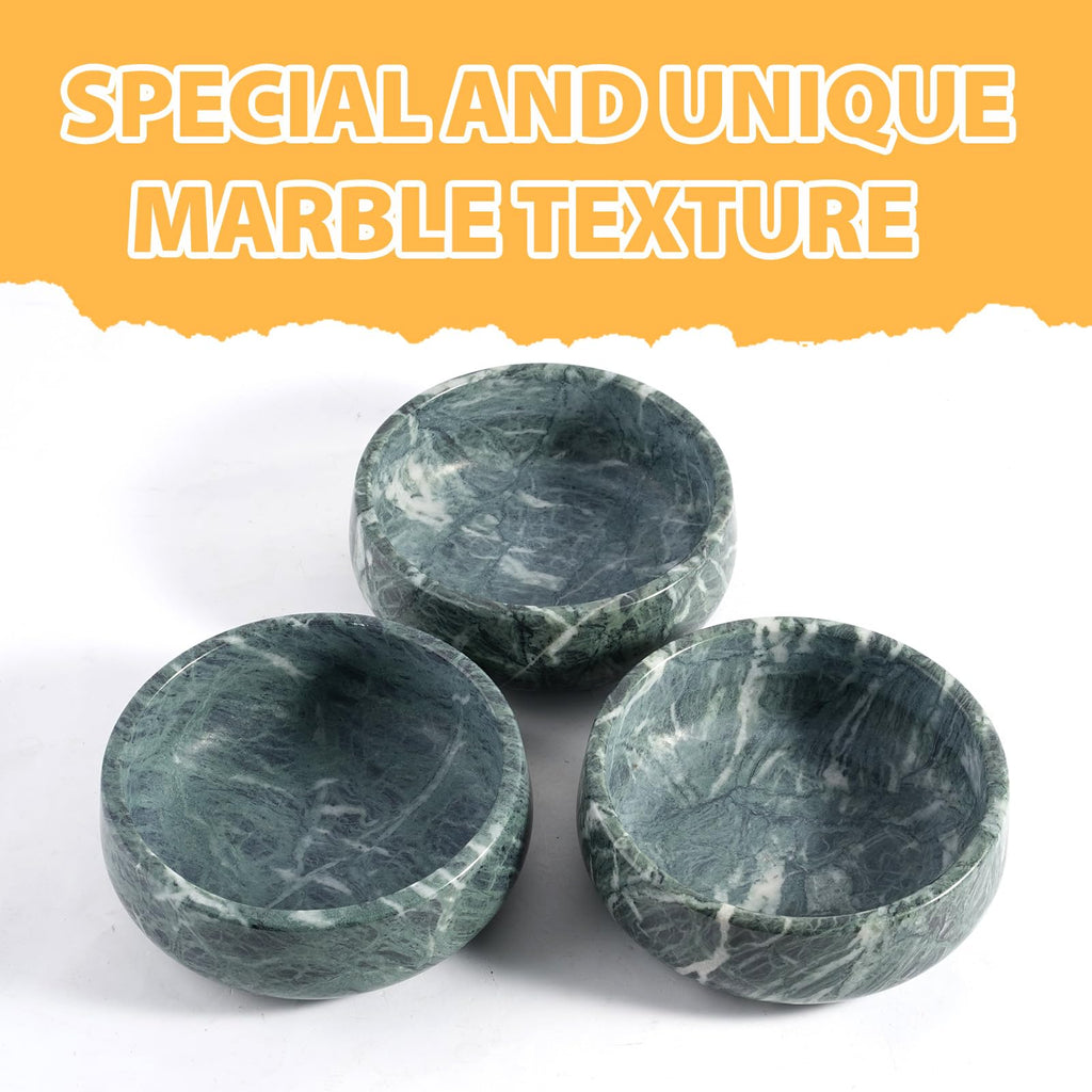 Karibiber Natural Marble Dog Bowl – 5lbs, Non-Slip, 4-Cup Capacity, Indian Green