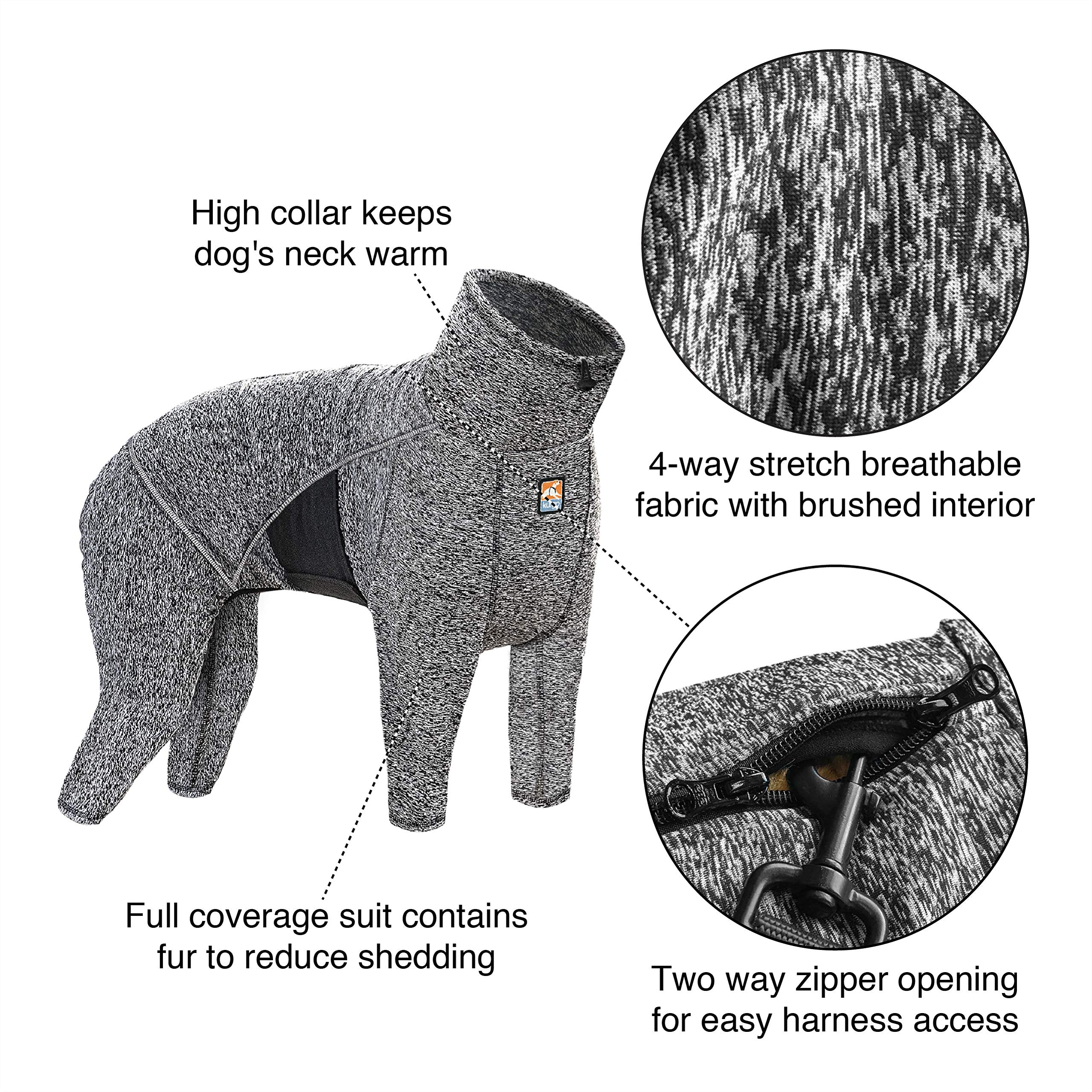 Kurgo Stowe Base Layer (Medium) – Comfortable Cold-Weather Dog Bodysuit, Dual Zippers