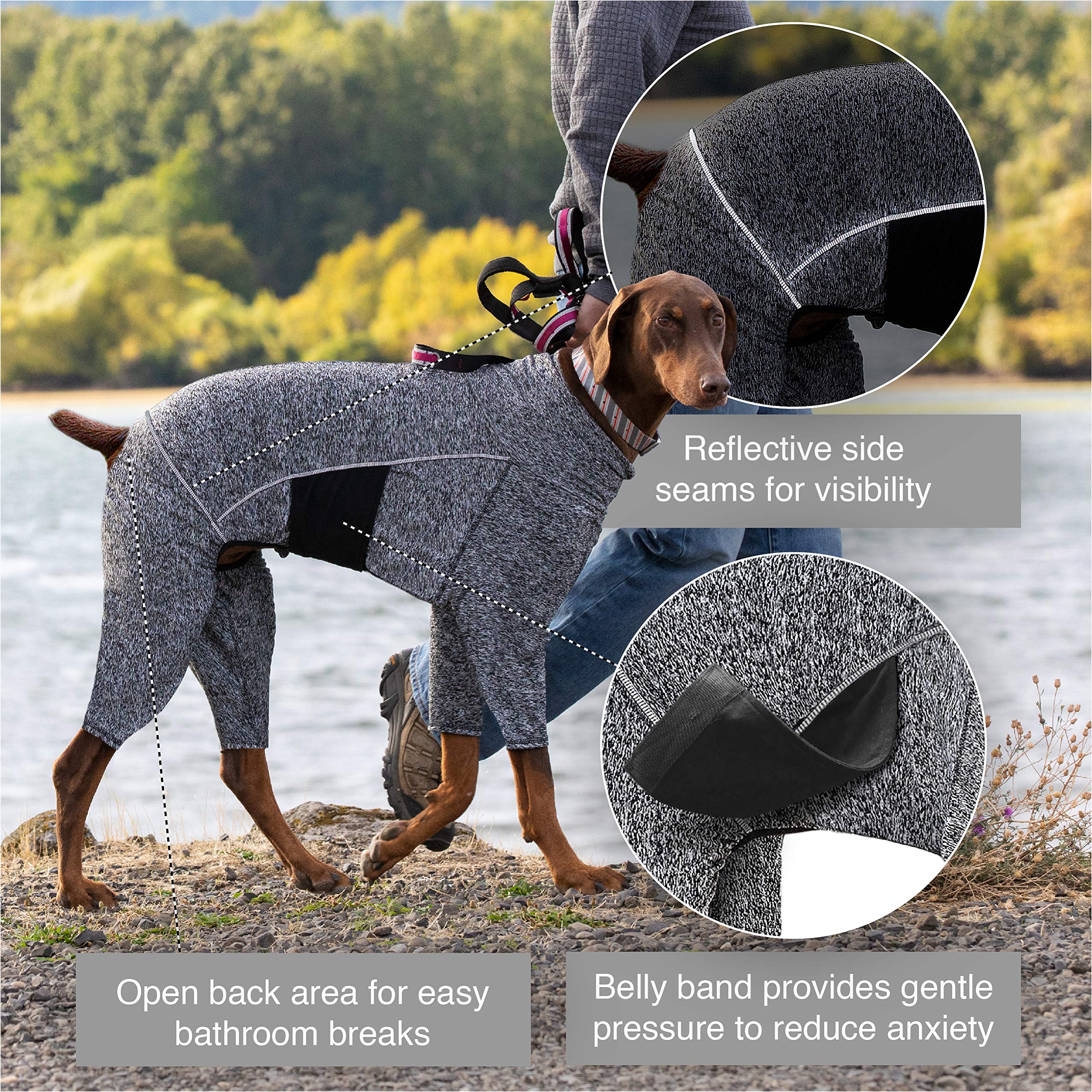 Kurgo Stowe Base Layer (Medium) – Comfortable Cold-Weather Dog Bodysuit, Dual Zippers