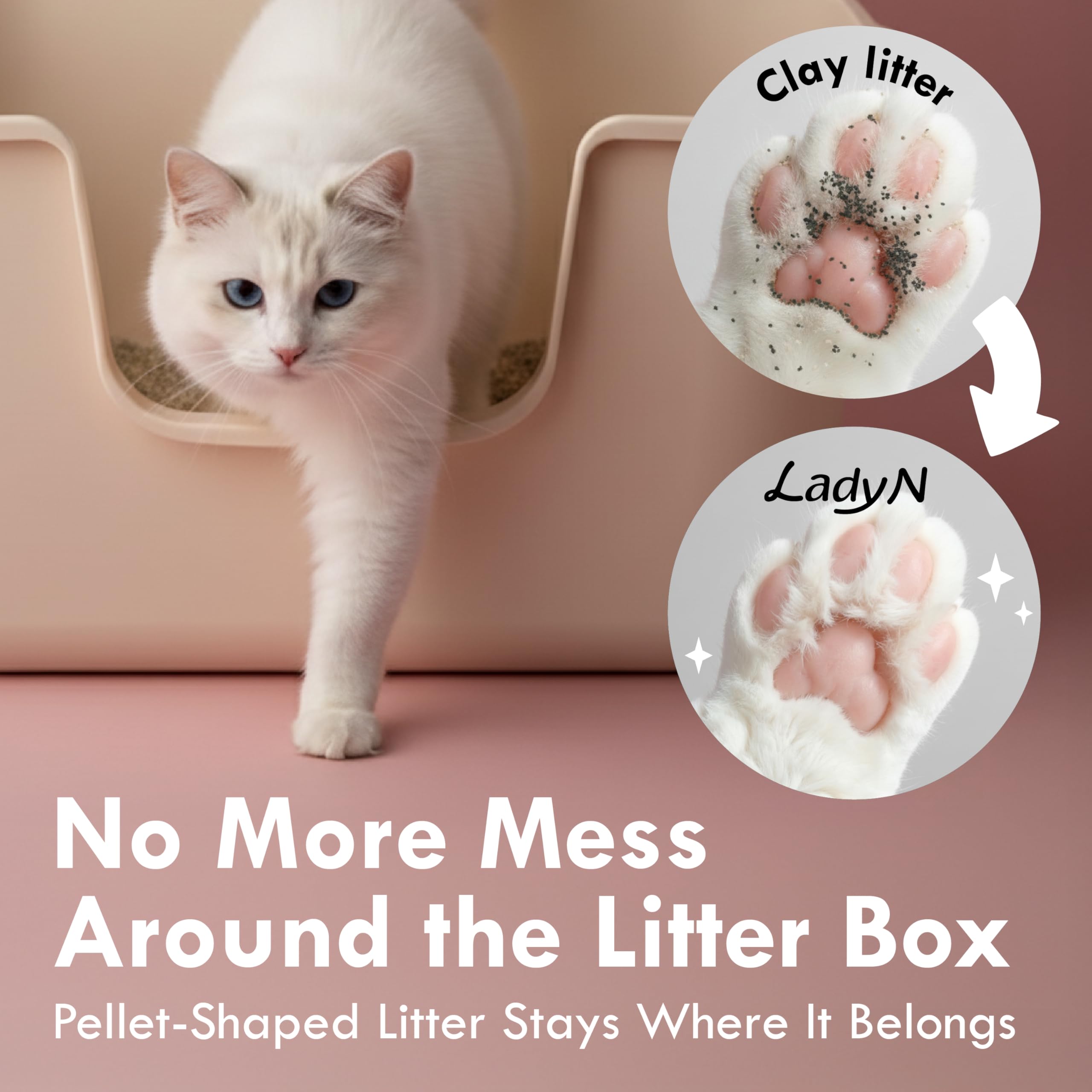 Lady N Tofu Cat Litter — Strong Clumping, Ultra Absorbent, Dust-Free, Odor Control, 18lb (Boba Tea + Unscented)