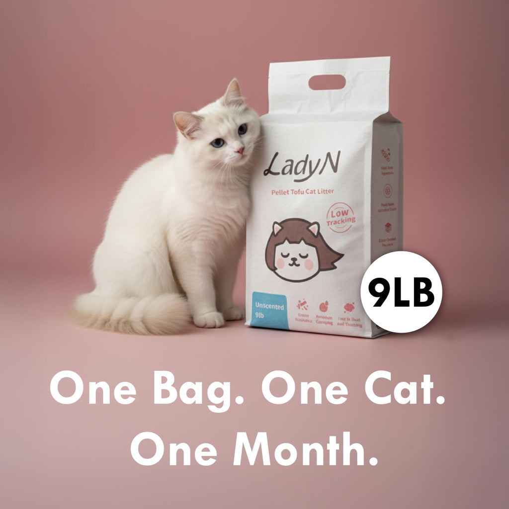Lady N Tofu Cat Litter — Strong Clumping, Ultra Absorbent, Dust-Free, Odor Control, 18lb (Boba Tea + Unscented)