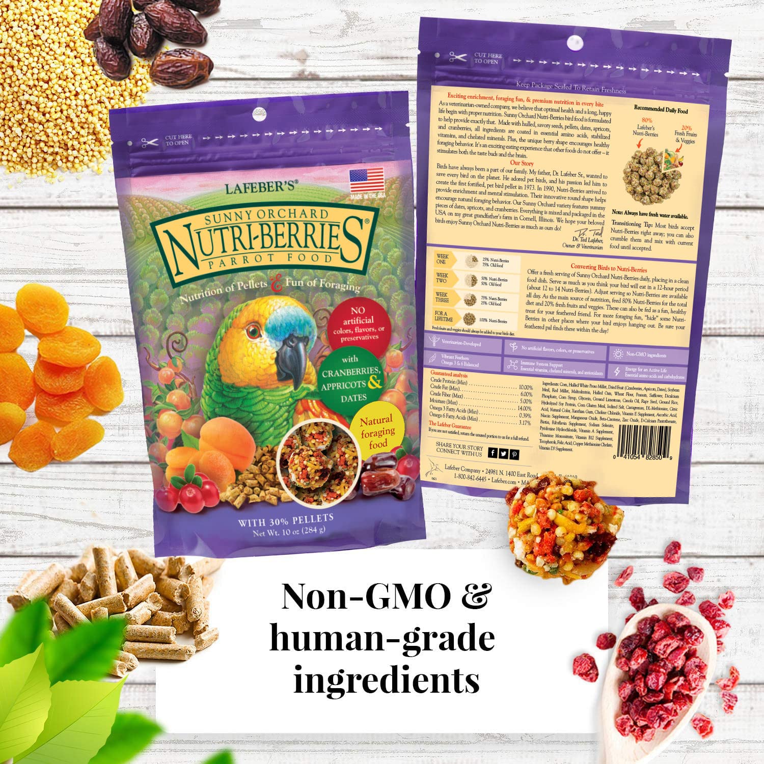 LAFEBER'S Nutri-Berries Bird Food Variety Sampler Bundle – 4x10oz, Non-GMO