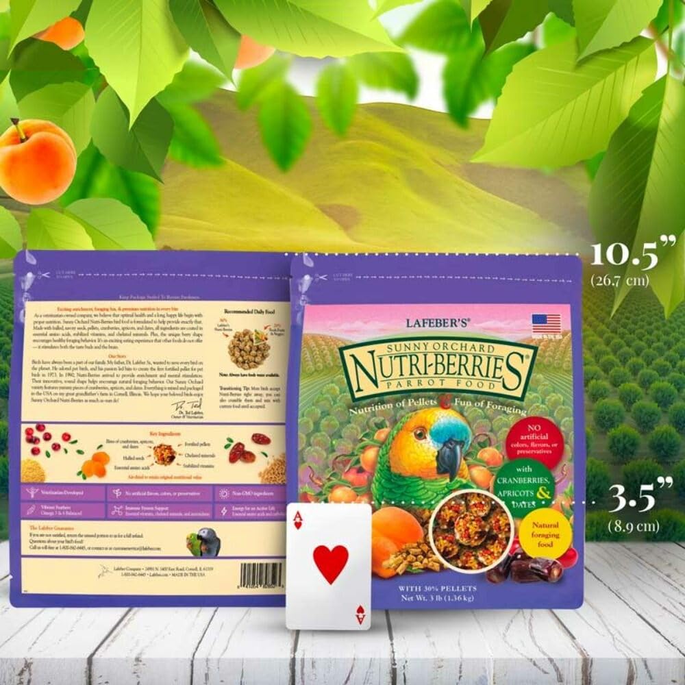 LAFEBER'S Sunny Orchard Nutri-Berries Parrot Food – 3 lb, Non-GMO, Human-Grade