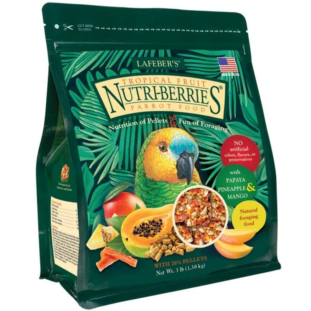 LAFEBER'S Tropical Fruit Nutri-Berries Parrot Food – Non-GMO, Human-Grade, 3 lb