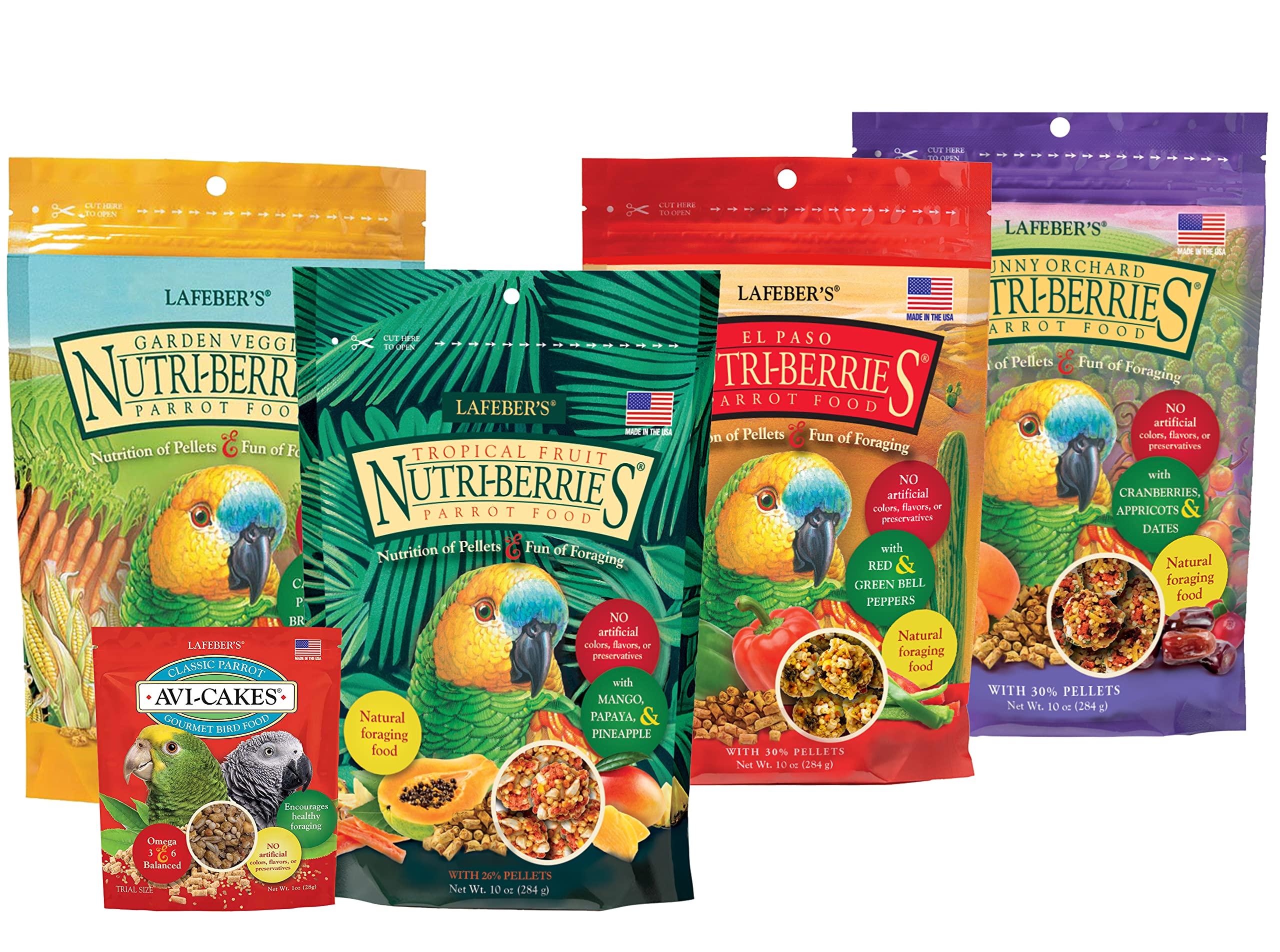 LAFEBER'S Nutri-Berries Bird Food Variety Sampler Bundle – 4x10oz, Non-GMO