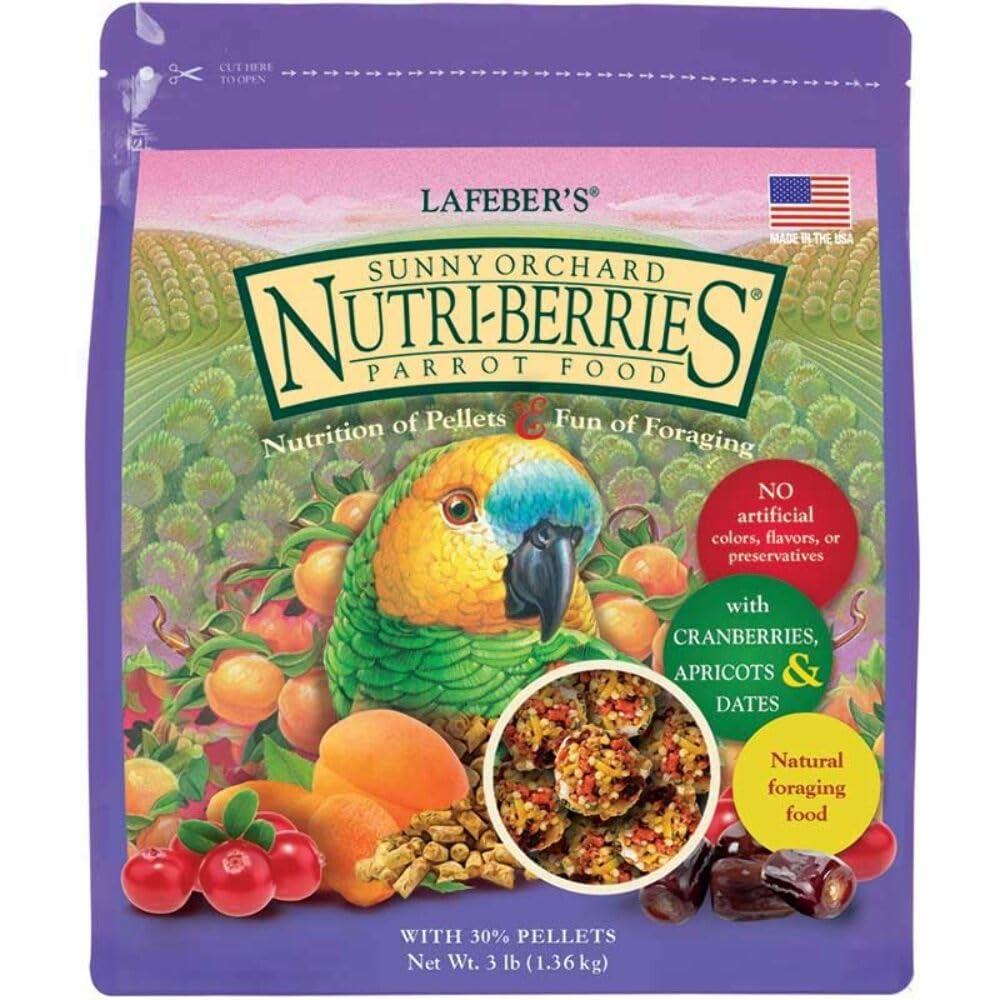 LAFEBER'S Sunny Orchard Nutri-Berries Parrot Food – 3 lb, Non-GMO, Human-Grade