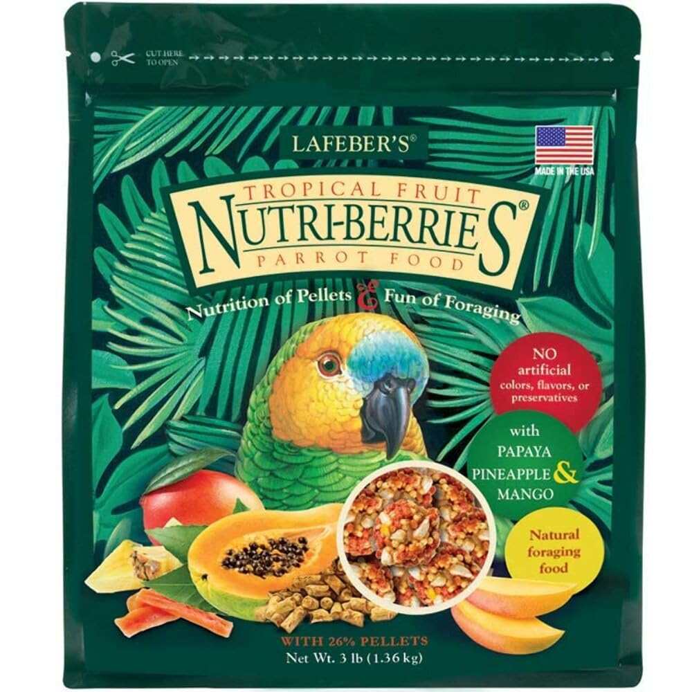 LAFEBER'S Tropical Fruit Nutri-Berries Parrot Food – Non-GMO, Human-Grade, 3 lb