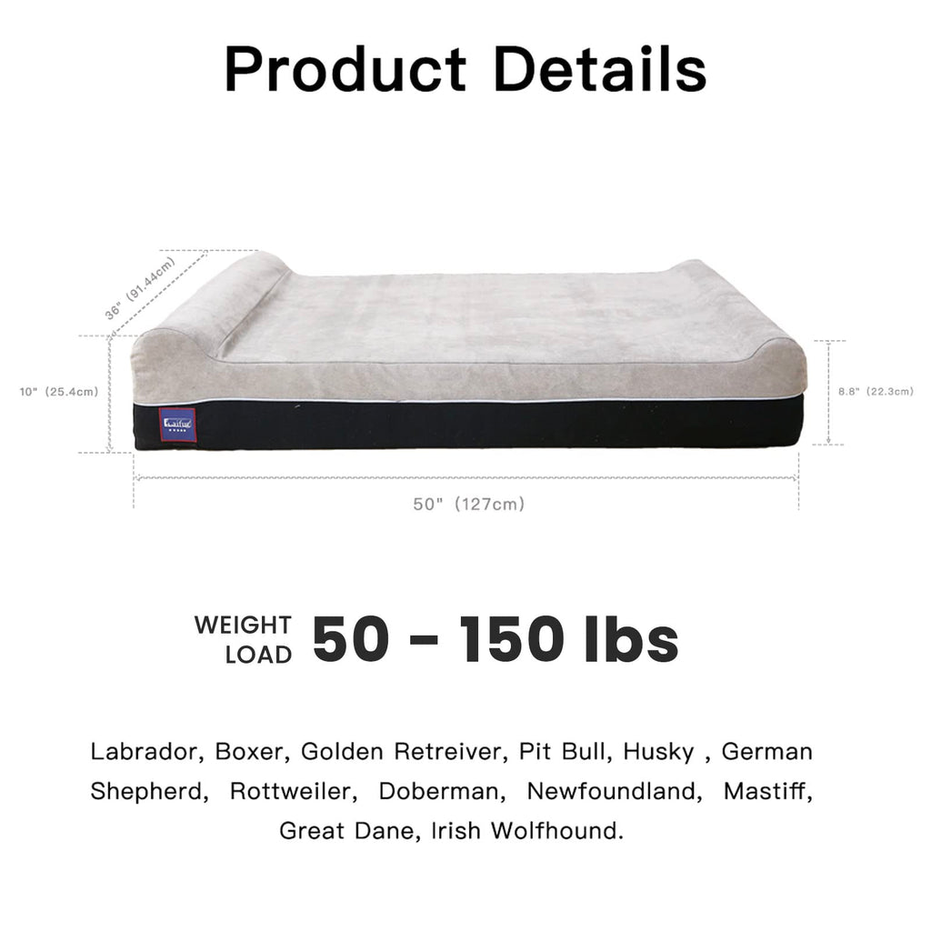 Laifug Orthopedic Memory Foam Extra Large Dog Bed 50x36 – Waterproof Liner & Removable Cover