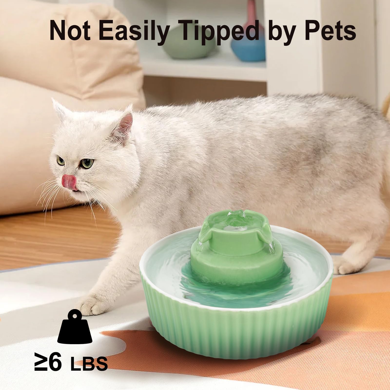 Lawfery Ceramic Cat Water Fountain 2.1L Cupcake Design — Quiet, Dual Pumps, 3 Filters