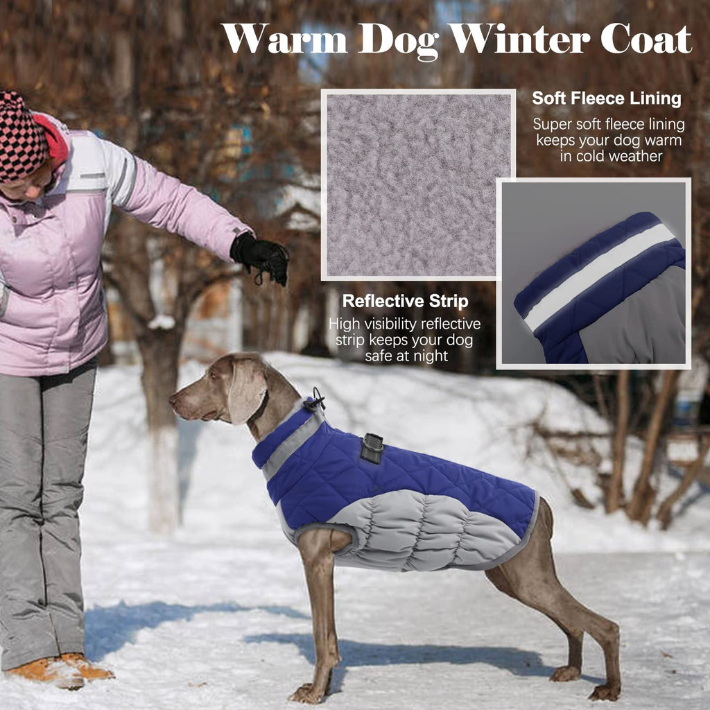LeLePet Warm Waterproof Dog Coat with Harness – Reflective Winter Jacket for Large Dogs XL