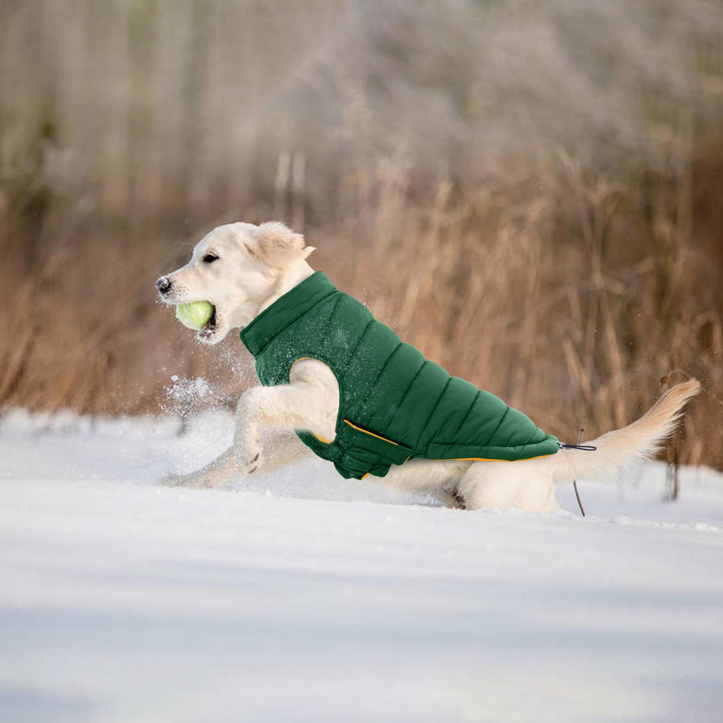LeLePet Reversible Waterproof Dog Coat – Windproof Puffer Vest for Winter (Green, XL)