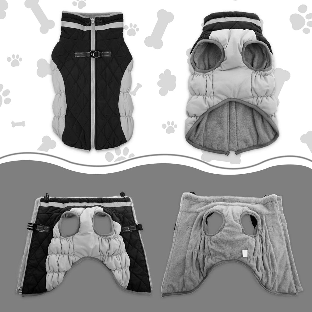 LeLePet Waterproof Winter Dog Coat with Built-In Harness — Reflective, Turtleneck, 3XL