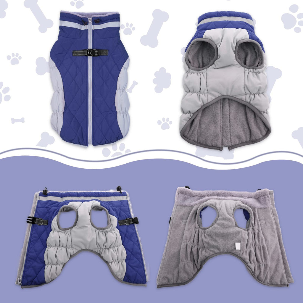 LeLePet Warm Waterproof Dog Coat with Harness – Reflective Winter Jacket for Large Dogs XL