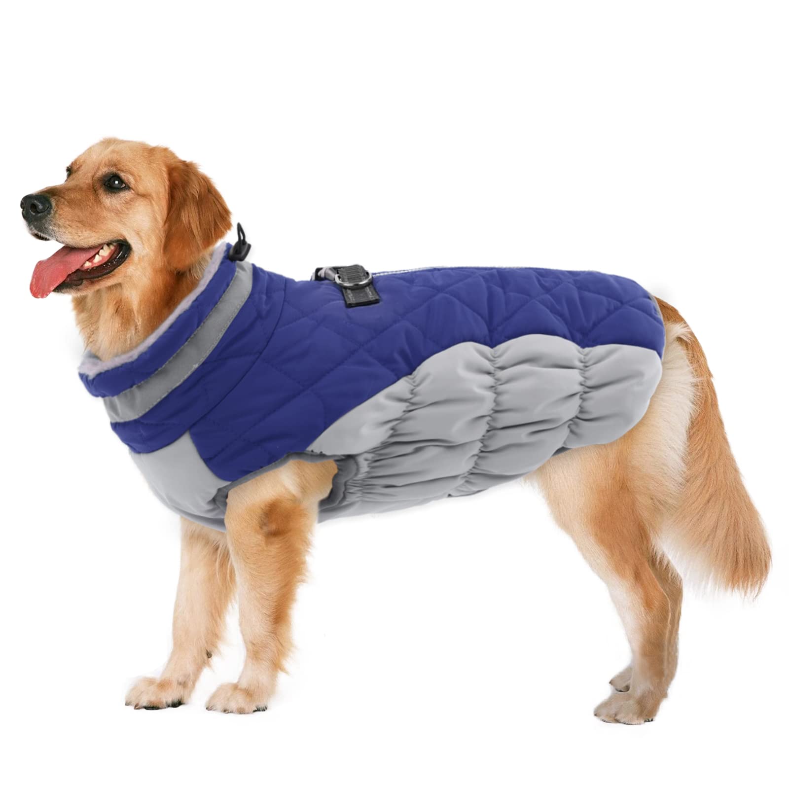 LeLePet Warm Waterproof Dog Coat with Harness – Reflective Winter Jacket for Large Dogs XL