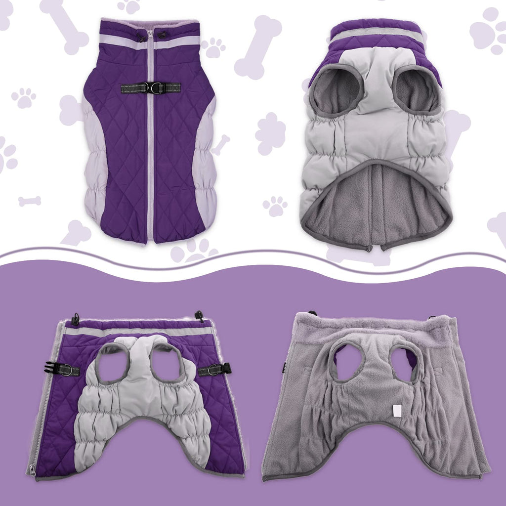 LeLePet Waterproof Winter Coat with Harness – Warm Reflective Fleece Vest (Large)