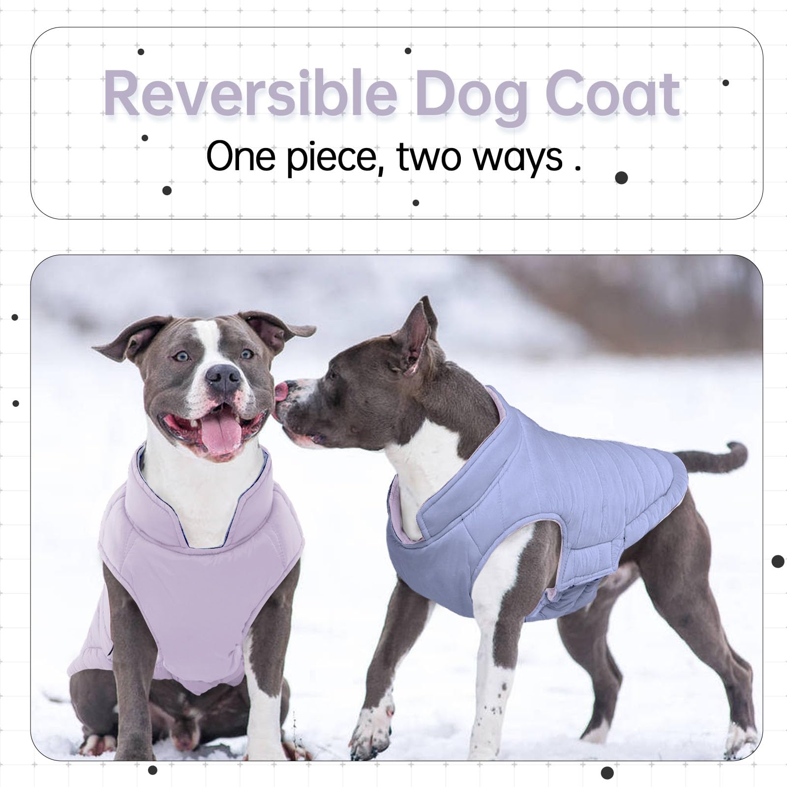 Lelepet Reversible Waterproof Dog Coat - Windproof Puffer Vest for Large Dogs (XL, Purple)
