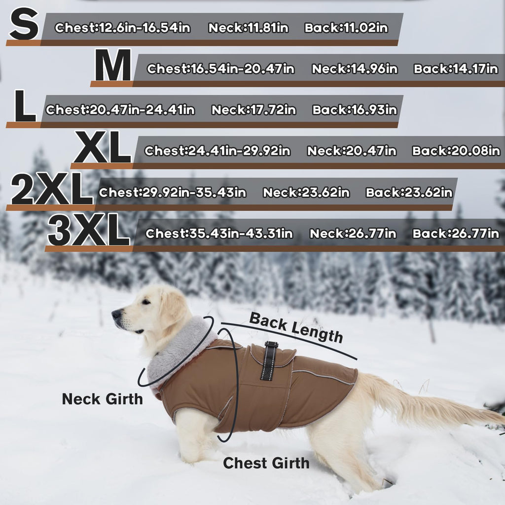 LeLePet Warm Dog Coat for Large Dogs – Waterproof, Windproof Fleece Vest XL