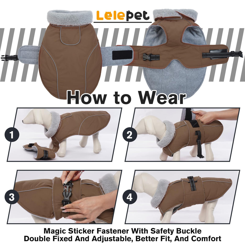 LeLePet Warm Dog Coat for Large Dogs – Waterproof, Windproof Fleece Vest XL