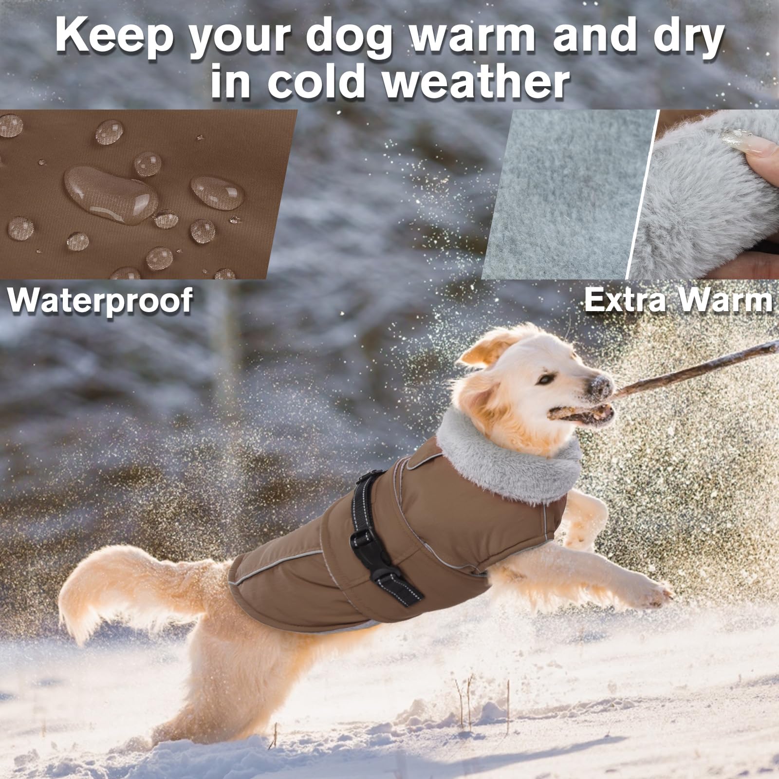 LeLePet Warm Dog Coat for Large Dogs – Waterproof, Windproof Fleece Vest XL