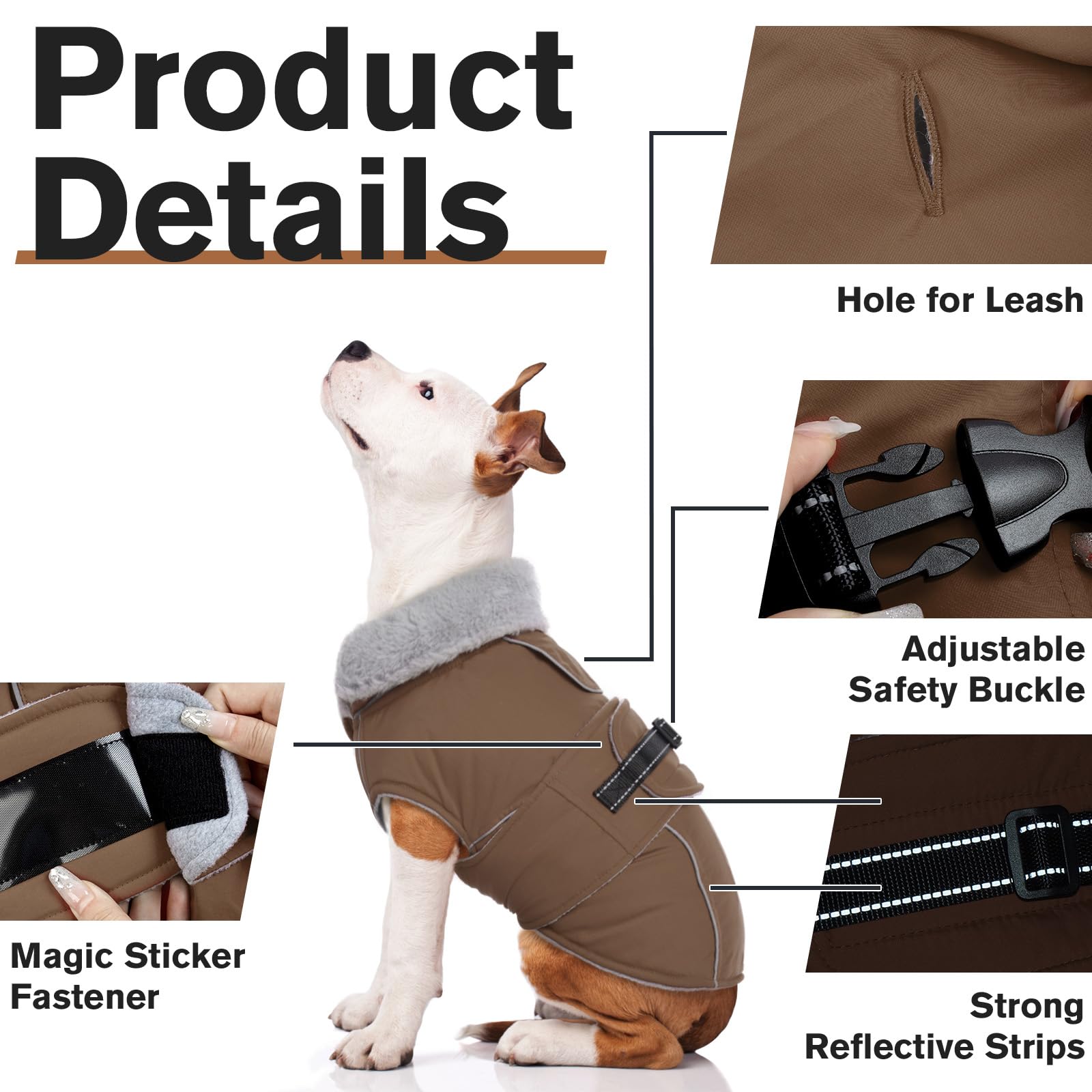 LeLePet Warm Dog Coat for Large Dogs – Waterproof, Windproof Fleece Vest XL