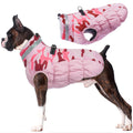 LeLePet Warm Dog Winter Coat for Large Dogs — Waterproof, Harness Built-In, Reflective, Windproof, Pink Camo XXL