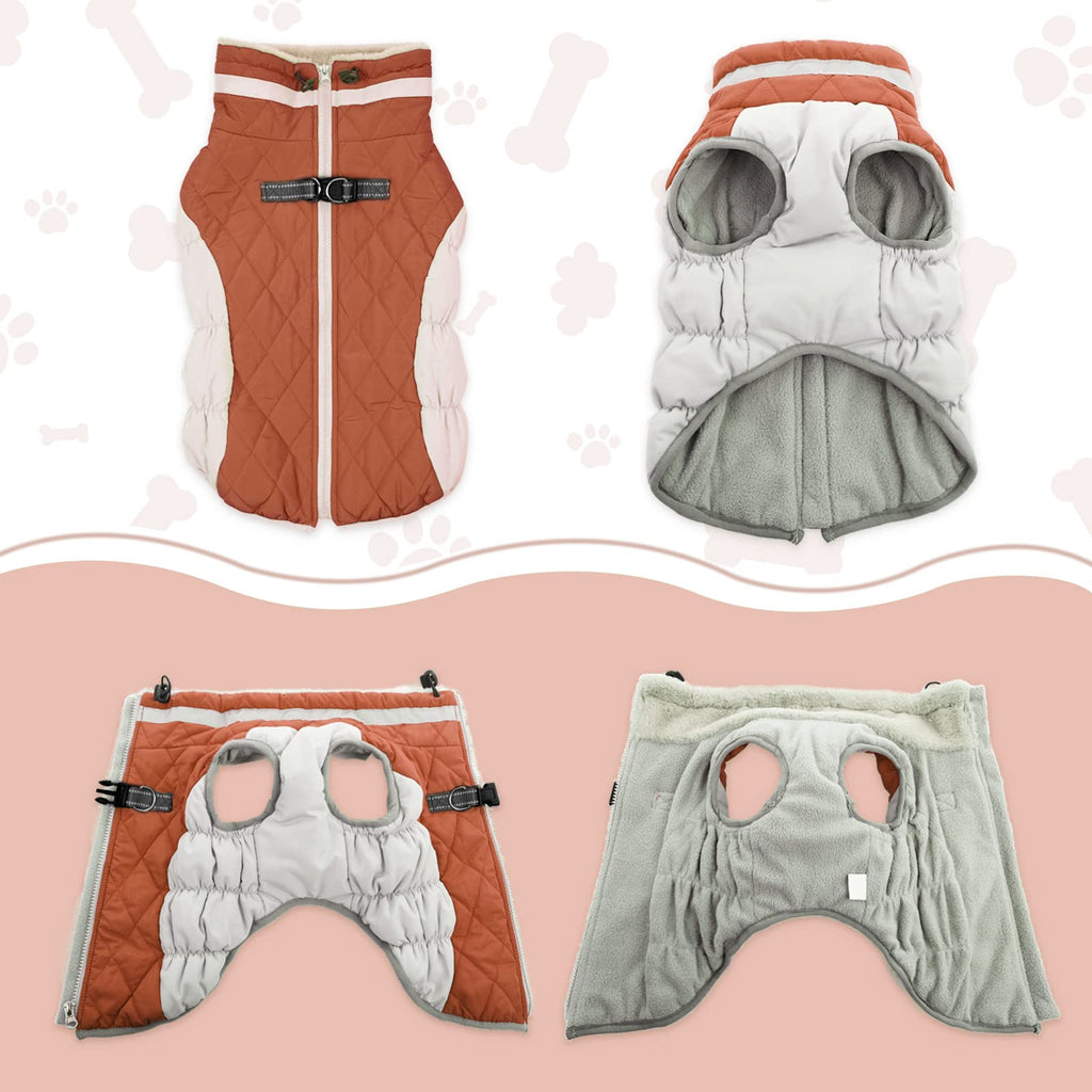 LeLePet Warm Waterproof Dog Coat with Harness – Large Dogs Winter Jacket, Reflective Turtleneck