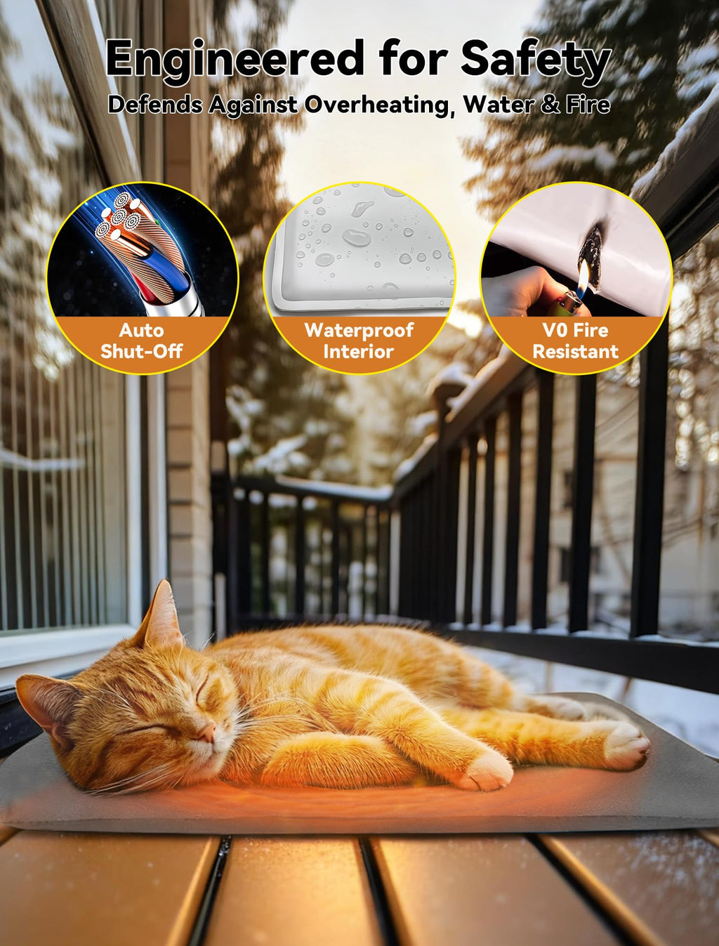 Lesotc Outdoor Pet Heating Pad 16x20 — Waterproof, Chew-Resistant Bed for Dogs & Cats