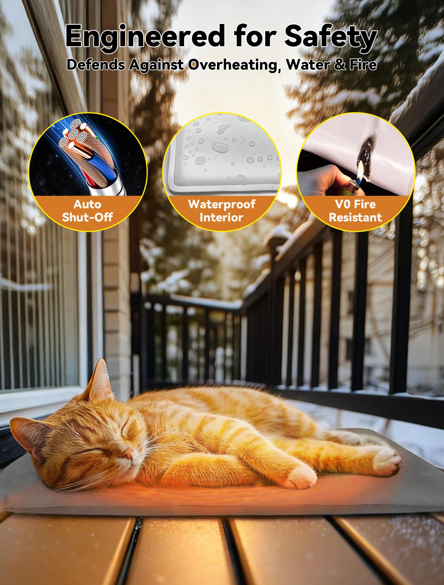 Lesotc Outdoor Pet Heating Pad 16x20 — Waterproof, Chew-Resistant Bed for Dogs & Cats