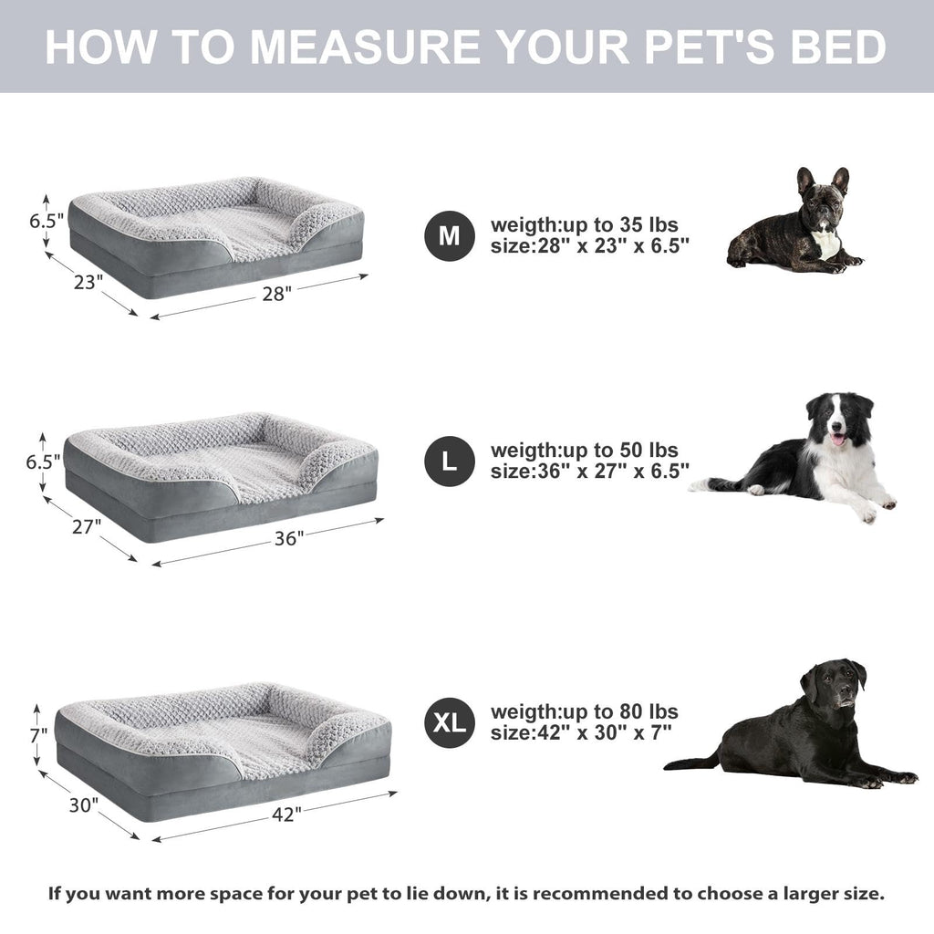 LEXTRO Orthopedic Dog Bed for Large Dogs – Waterproof Egg Crate Foam, 36x27, Washable Cover