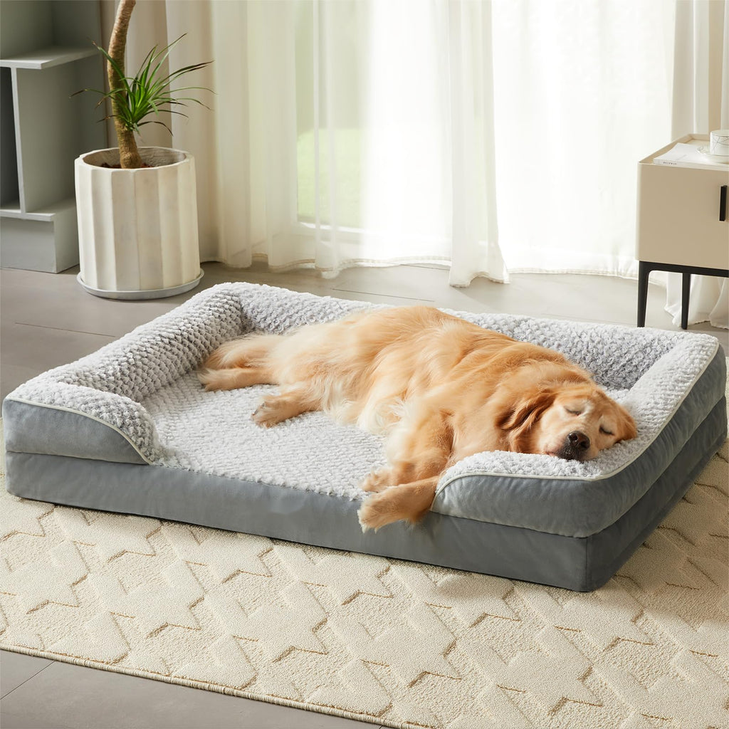LEXTRO Orthopedic Dog Bed for Large Dogs – Waterproof Egg Crate Foam, 36x27, Washable Cover