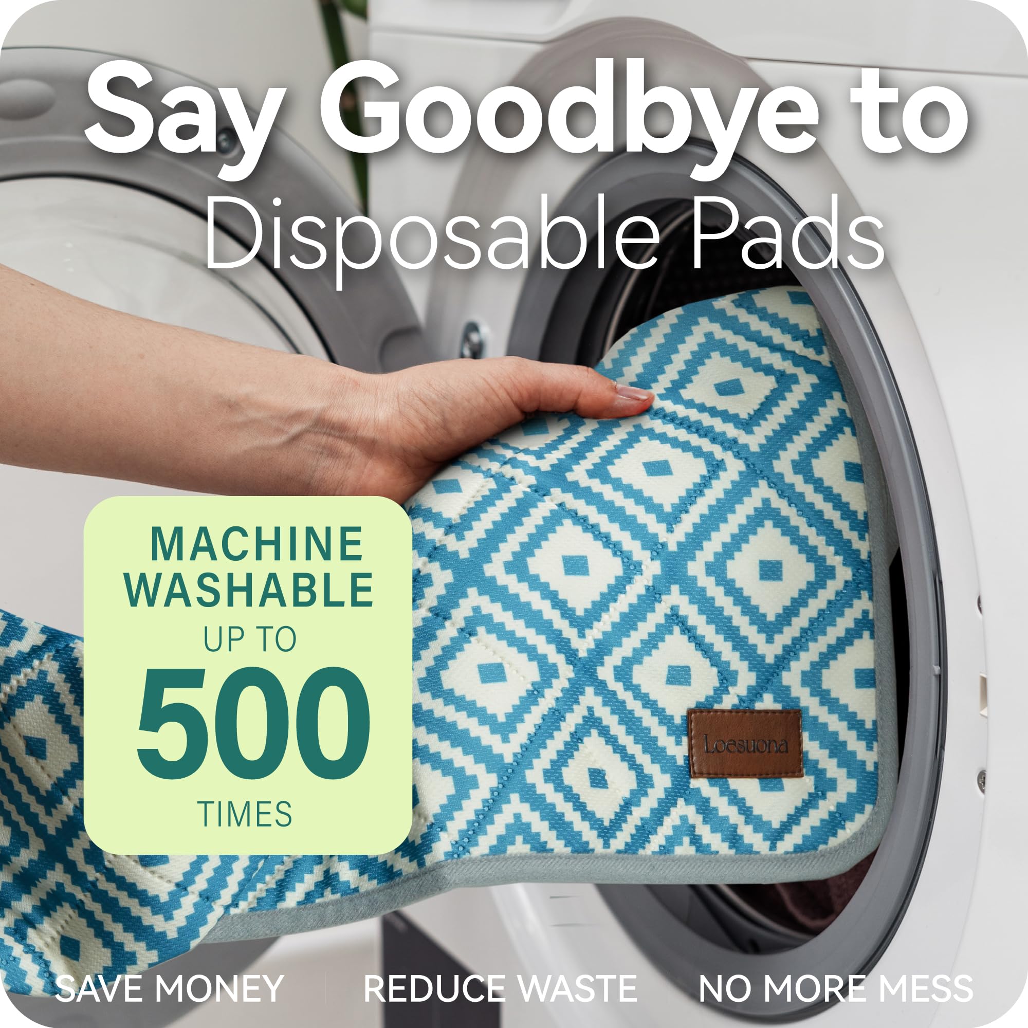 Loesuona Washable Pee Pads for Dogs – 2 Pack, Extra Thick, 36x52, Waterproof & Non-Slip