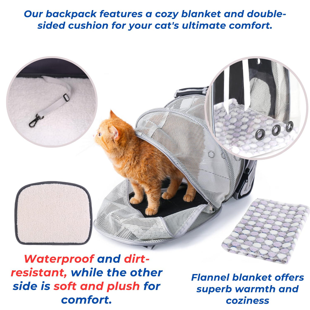 LOLLIMEOW Cat Carrier Backpack – Expandable Bubble Carrier for Cats & Small Dogs (Up to 14 lbs) – Airline Approved