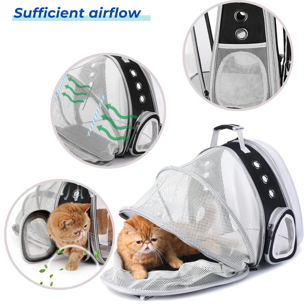 LOLLIMEOW Cat Carrier Backpack – Expandable Bubble Carrier for Cats & Small Dogs (Up to 14 lbs) – Airline Approved