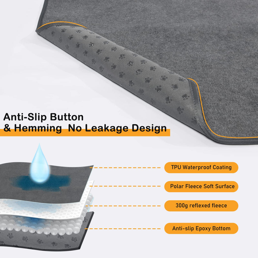 LOOBANI Non-Slip Washable Pee Pad for Dogs — Extra Large 52x82in, Reusable Gray