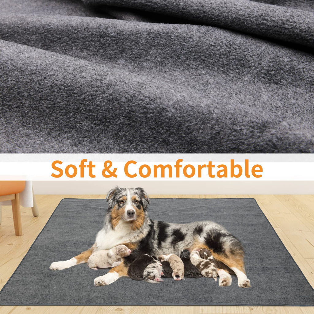 LOOBANI 2 Packs Extra Large Reusable Dog Mat — Non-Slip, Washable Pee Pad 65x48in (Gray)