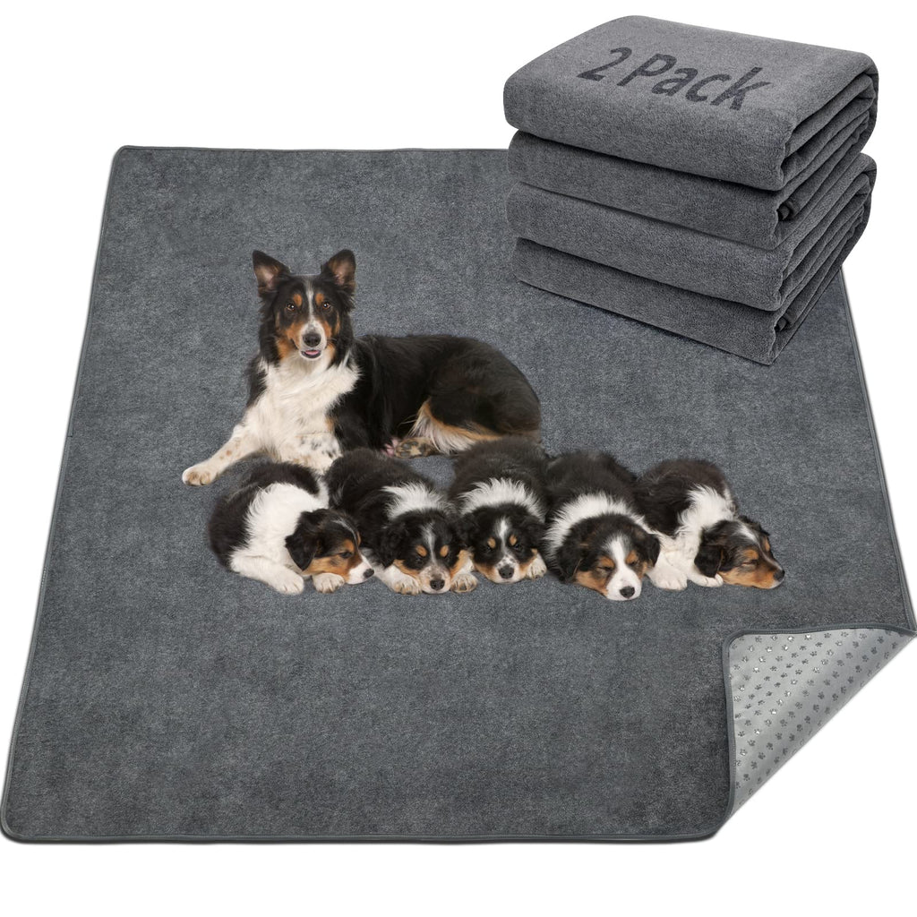 LOOBANI Washable Pee Pad for Dogs – 2-Pack, 41x41 in, Non-Slip, Reusable, Gray