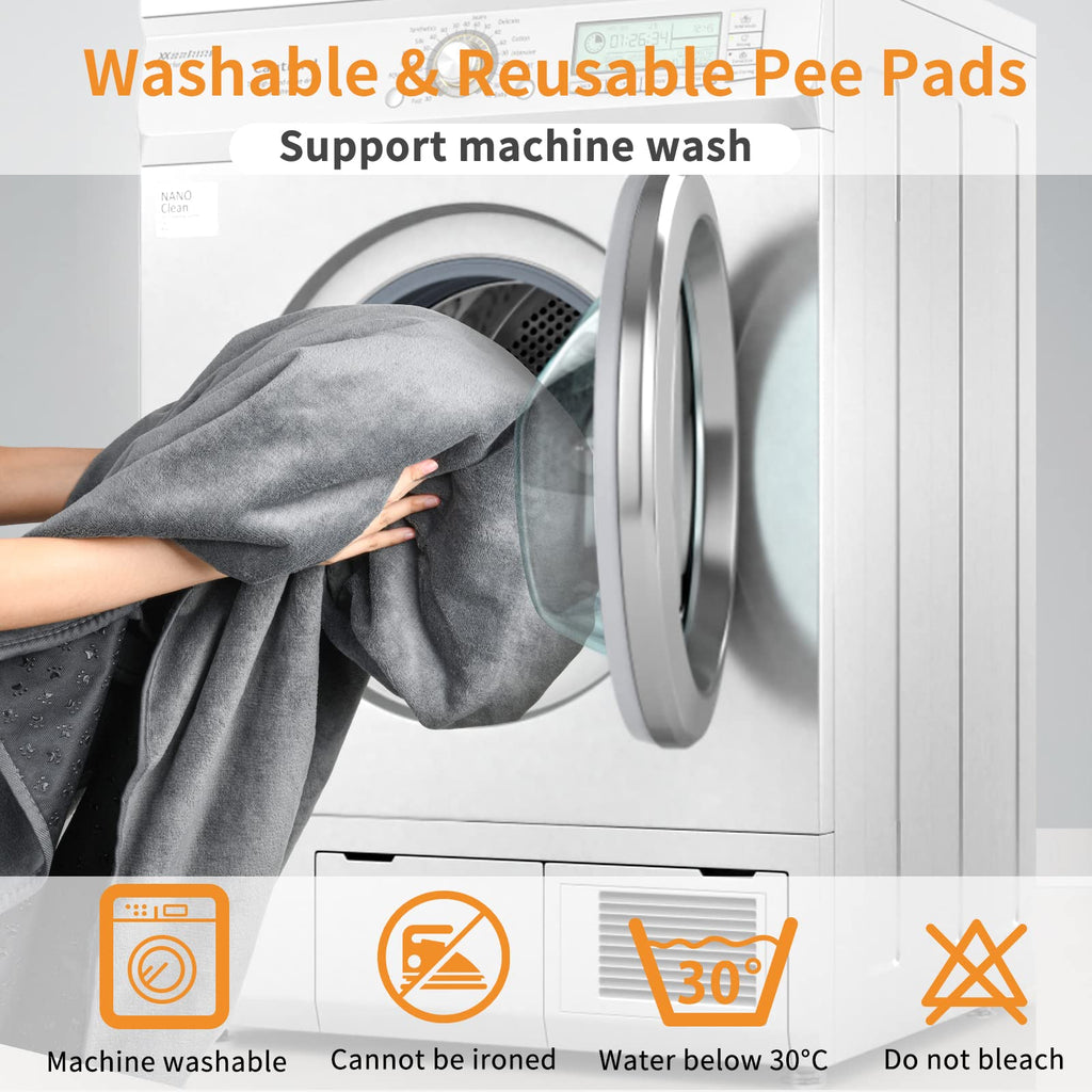 LOOBANI Washable Pee Pad for Dogs – 2-Pack, 41x41 in, Non-Slip, Reusable, Gray